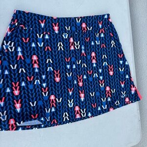 Tail Navy Geometric Mini Skirt with Coral & White Accents